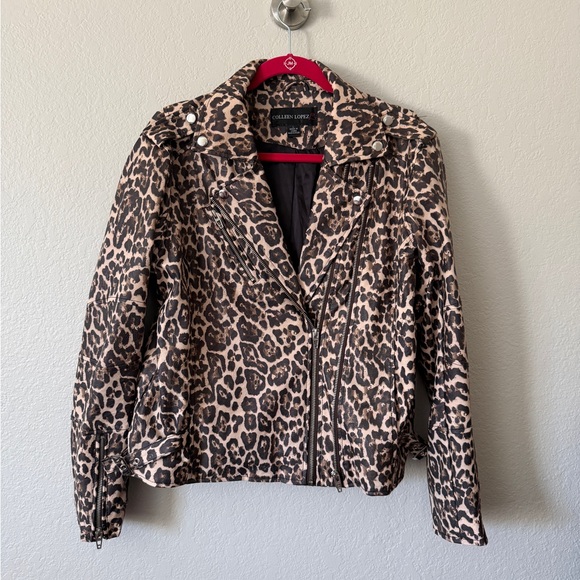 Colleen Lopez Leopard Print Vegan Leather Jacket - Picture 5 of 9